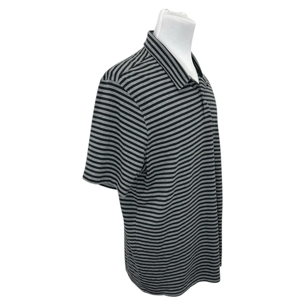 Oakley Men's Size XXL Gray & Black Striped Polo Golf Shirt Stretch Classic